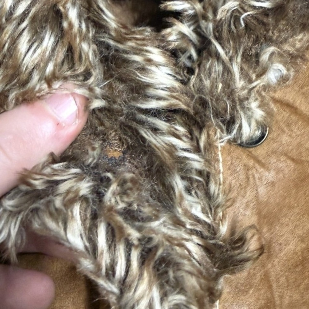 Vintage Tan Suede Leather Afghan Penny Lane Jacket Faux Fur Trim Brown Womens S - Picture 3 of 12